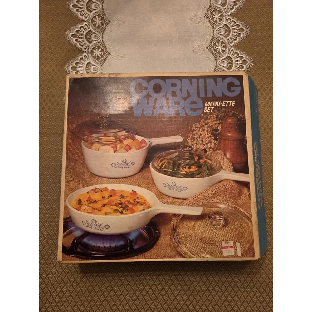 Vintage Corning Ware Menu-ette set P-100 6pc Saucepan Skillet IN SEALED BOX